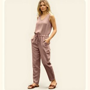 NotPerfectLinen | Loose Overalls Dusty Pink XS 100% LInen Quiet Luxury